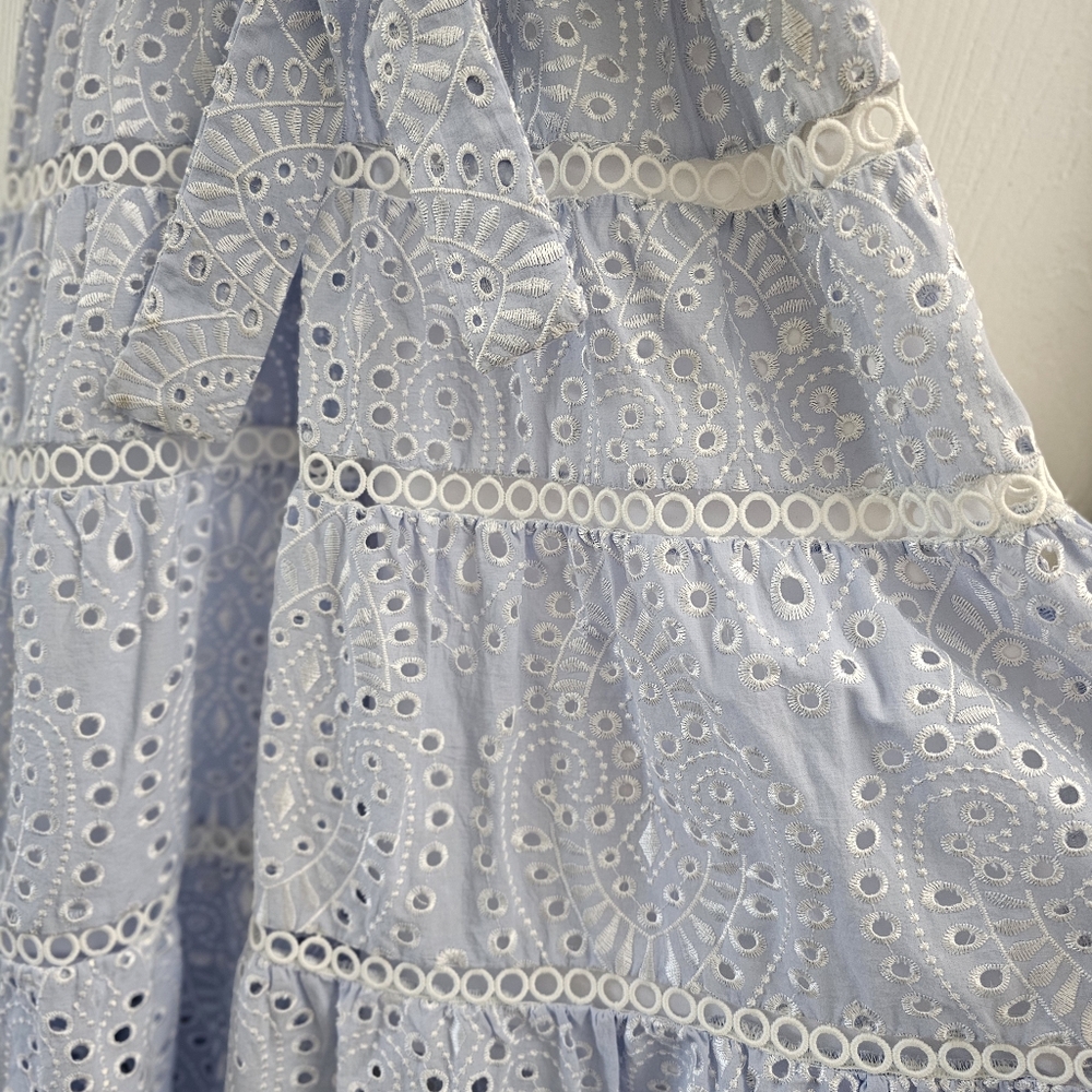 Karina Grimaldi Alba Eyelet Midi Dress Sky Blue Size S Summer Wedding Guest - Picture 13 of 16